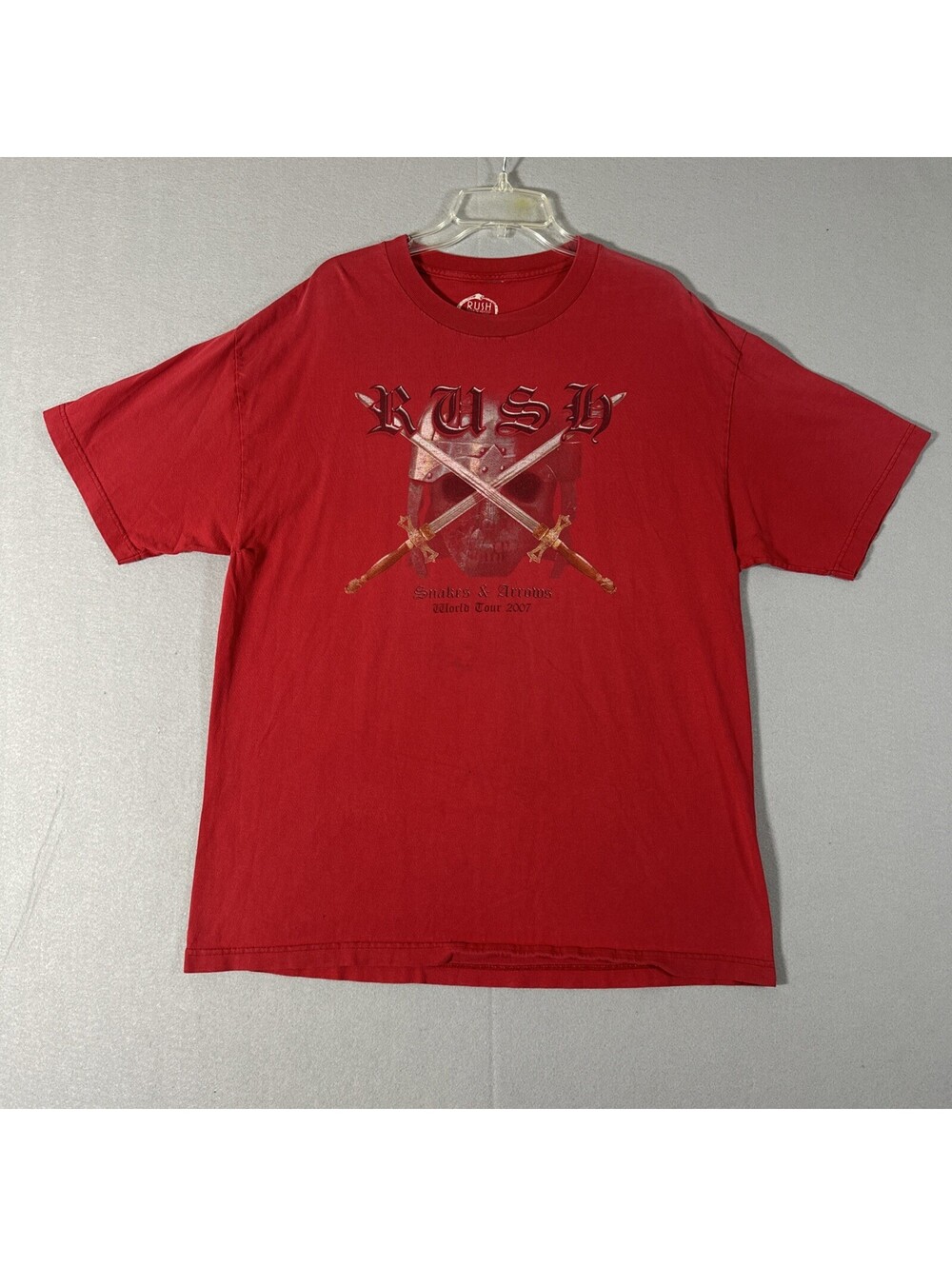 RUSH "Snakes & Arrows" World Tour 2007 Concert T-Shirt XL Red Distressed